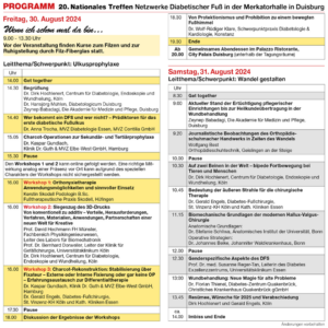 Programm 20. Nationales Treffen Netzwerke Diabetischer Fuß